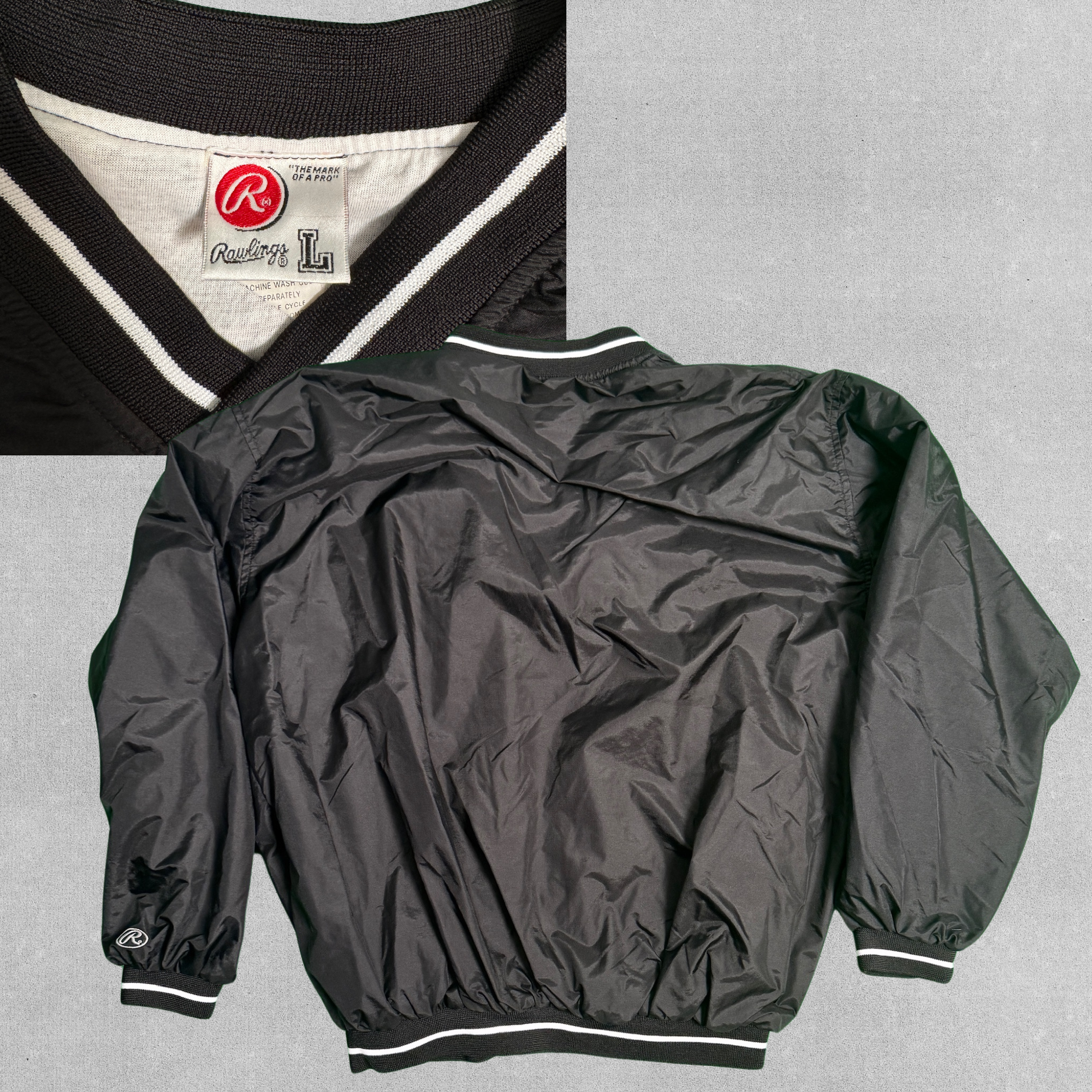 Black Rawlings Florida Marlins Windbreaker Jacket | L