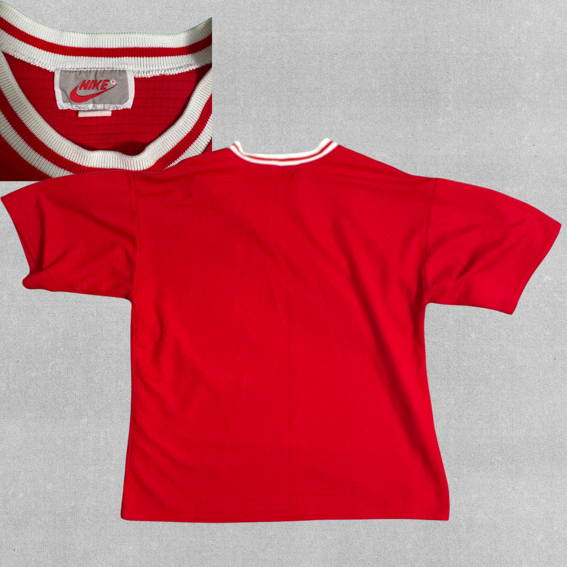 Vintage Nike Red Waffle Tee with Embroidered Swoosh | L