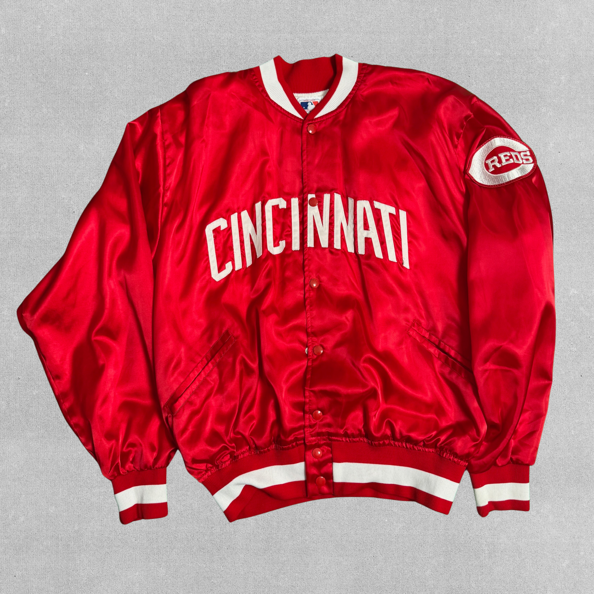 Vintage 70s Felco Union Made Cincinnati Reds MLB Baseball Satin Jacket | XL