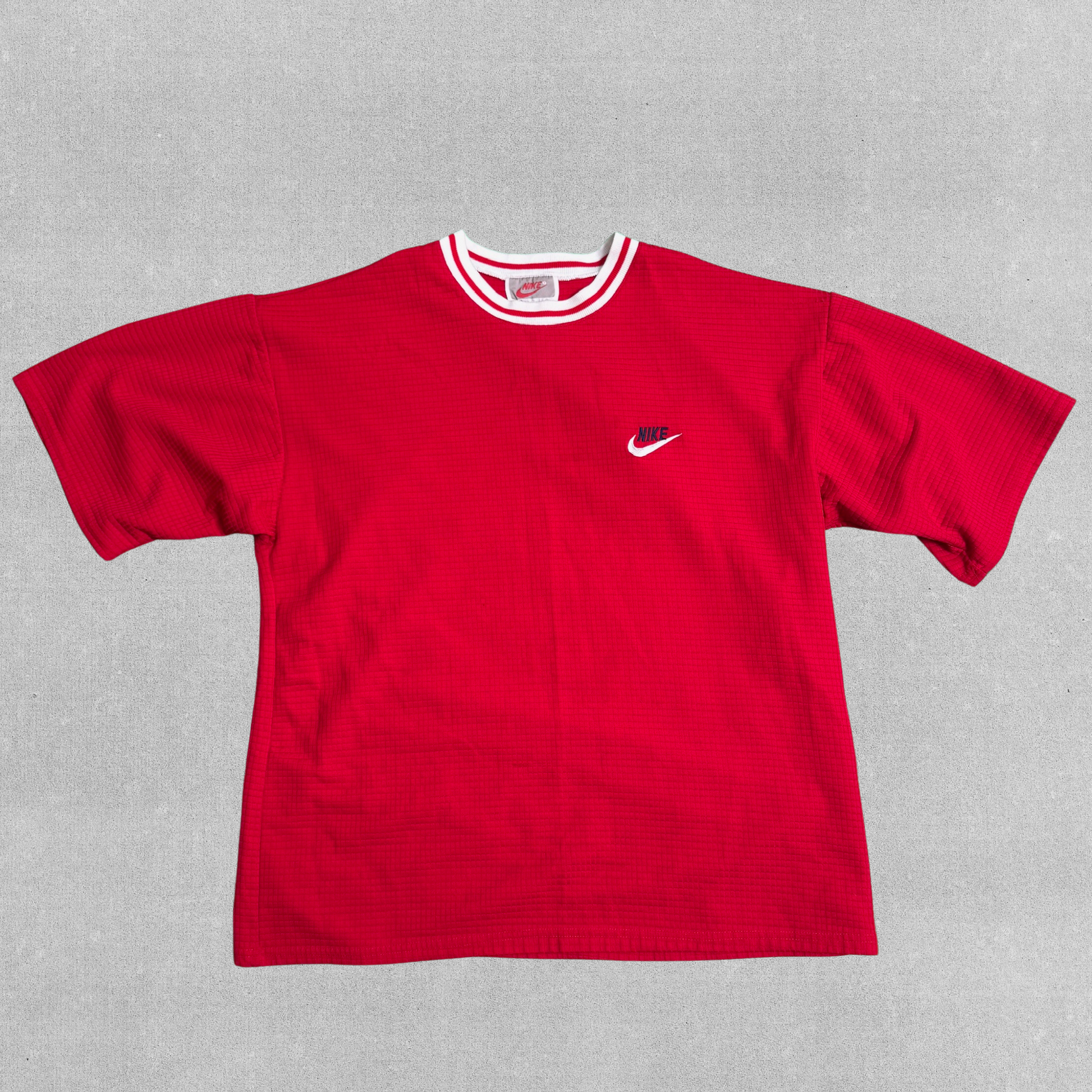 Vintage Nike Red Waffle Tee with Embroidered Swoosh | L