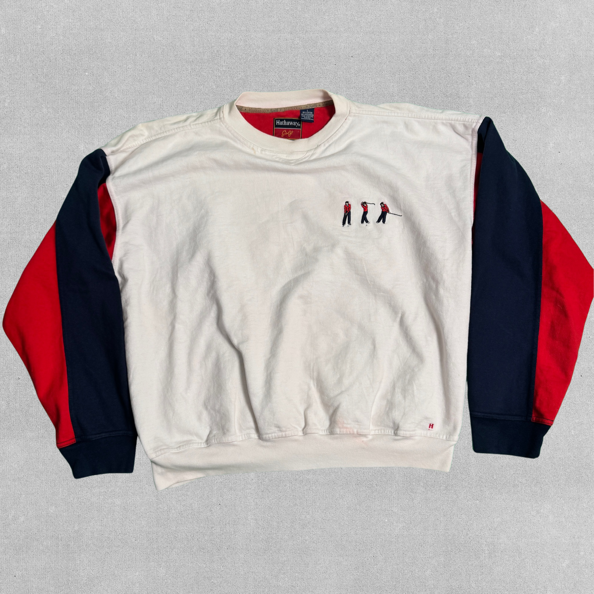 Vintage Hathaway Golf Crewneck Sweater - Embroidered Golfers | L