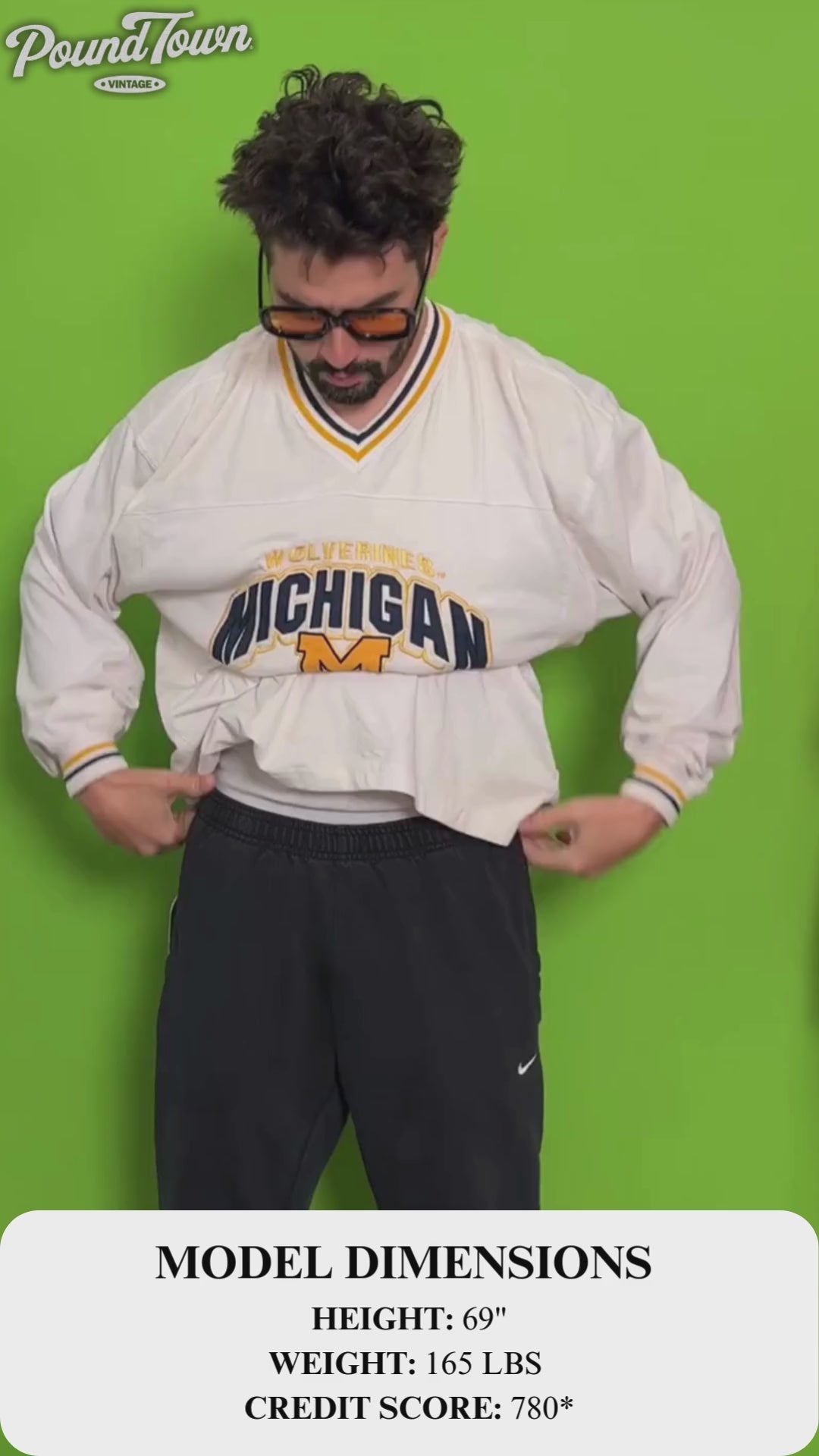 Lee Sport Michigan Long Sleeve Embroidered V-Neck Shirt | XL