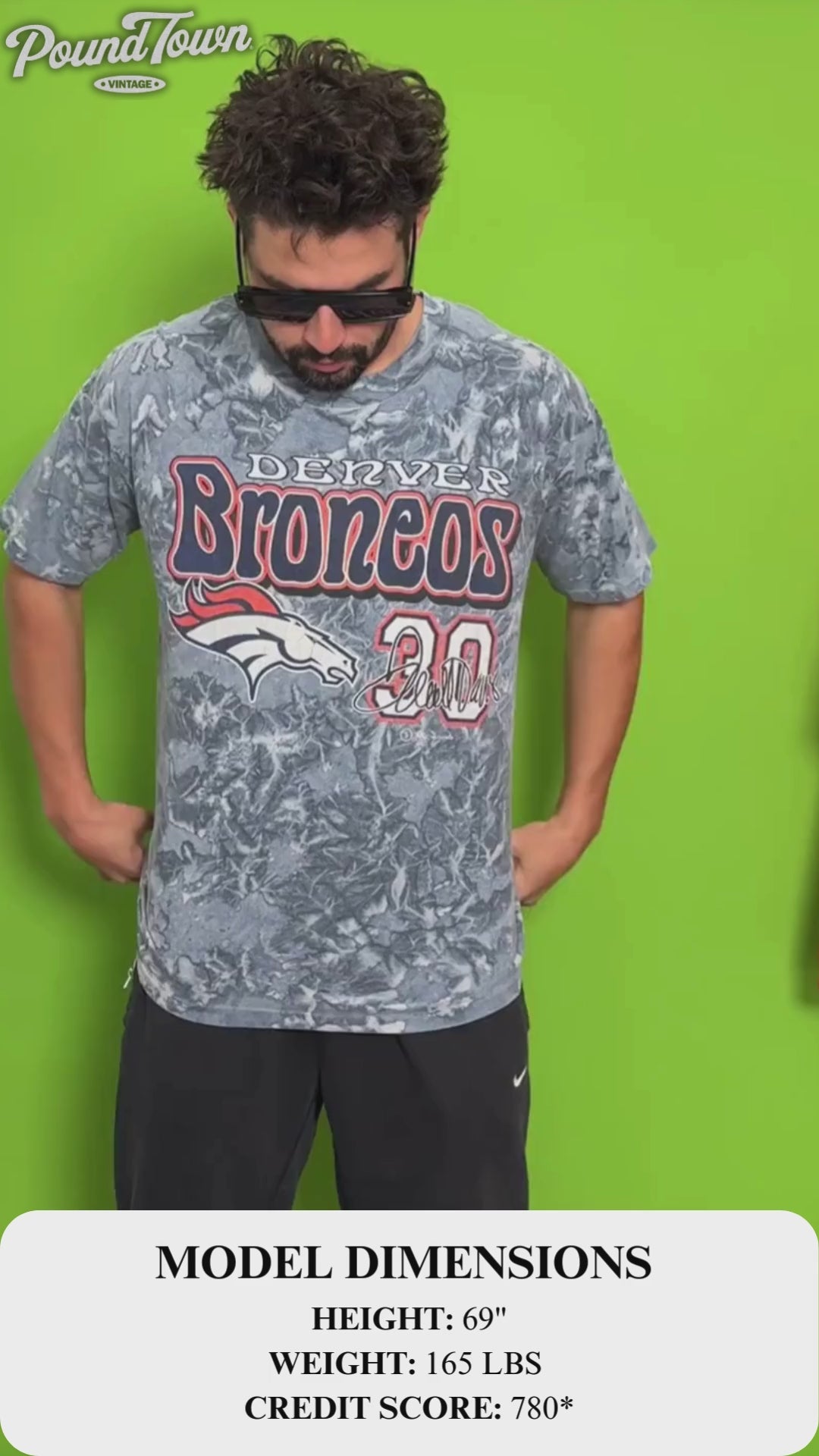 Terrell Davis #30 Denver Broncos Tie-Dye Vintage 2000 Y2K T-Shirt | L
