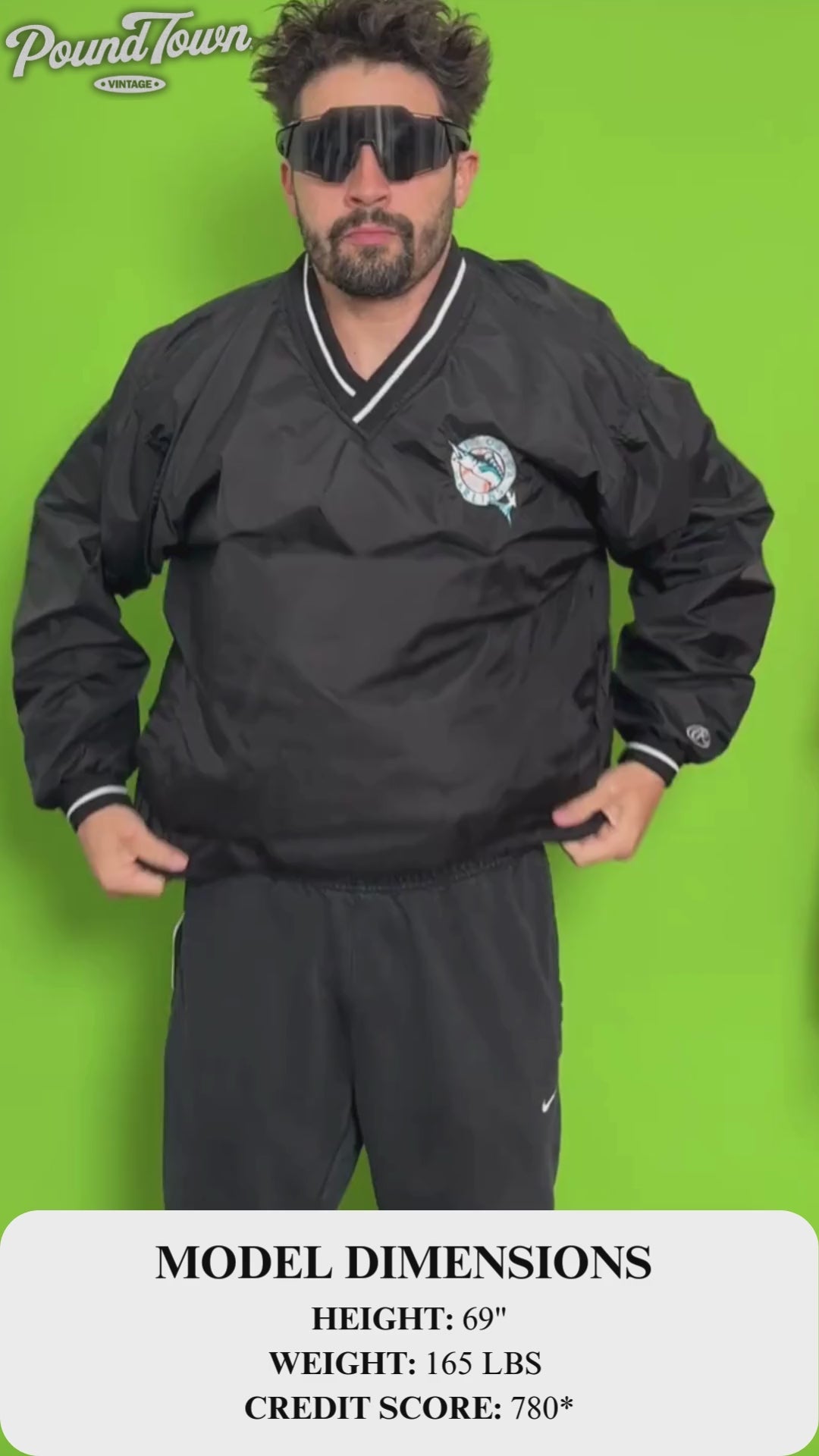 Black Rawlings Florida Marlins Windbreaker Jacket | L