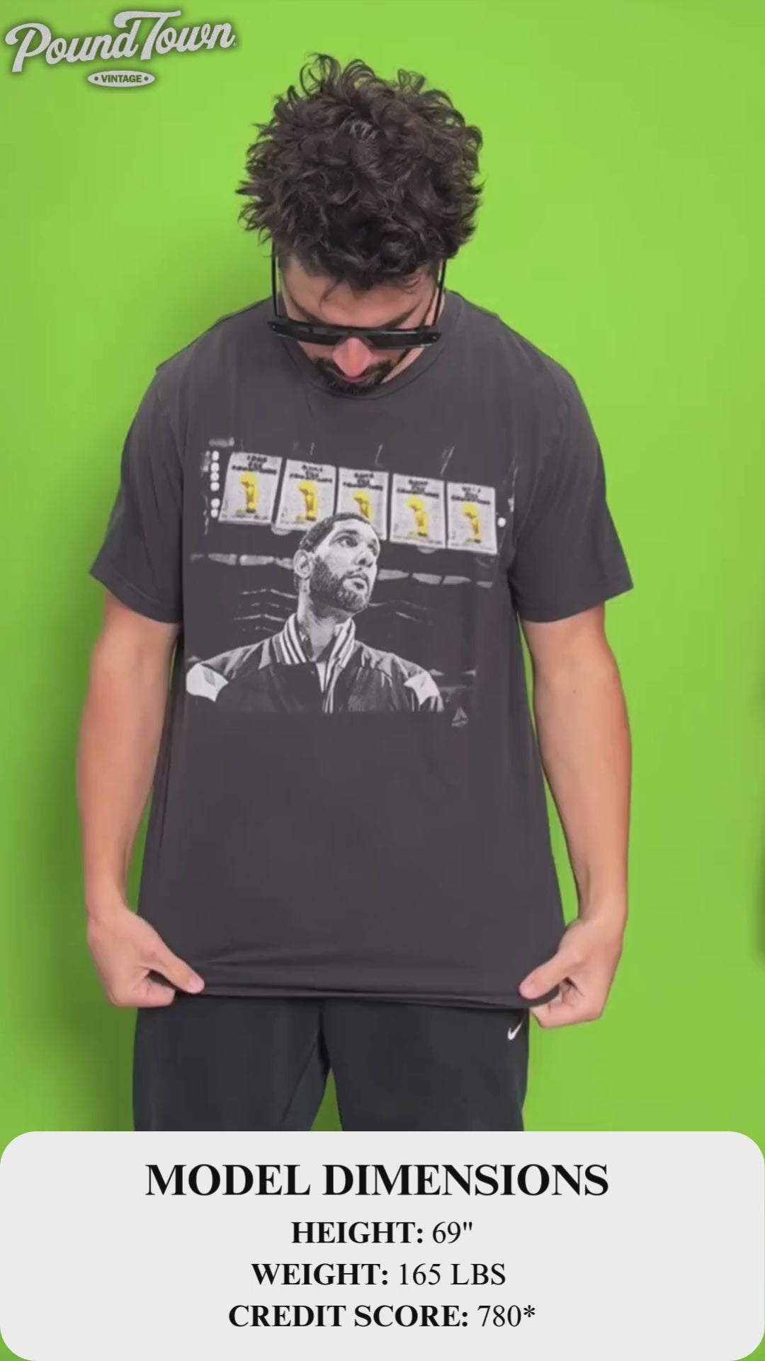 Black Majestic Tim Duncan San Antonio Spurs NBA Player Banner T-Shirt | L